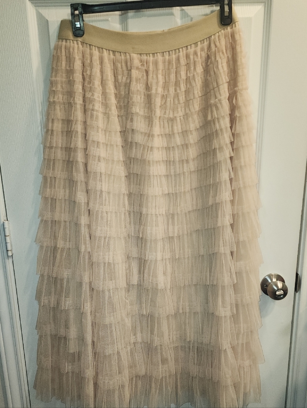 SHEIN Beige Layered Tulle Maxi Skirt